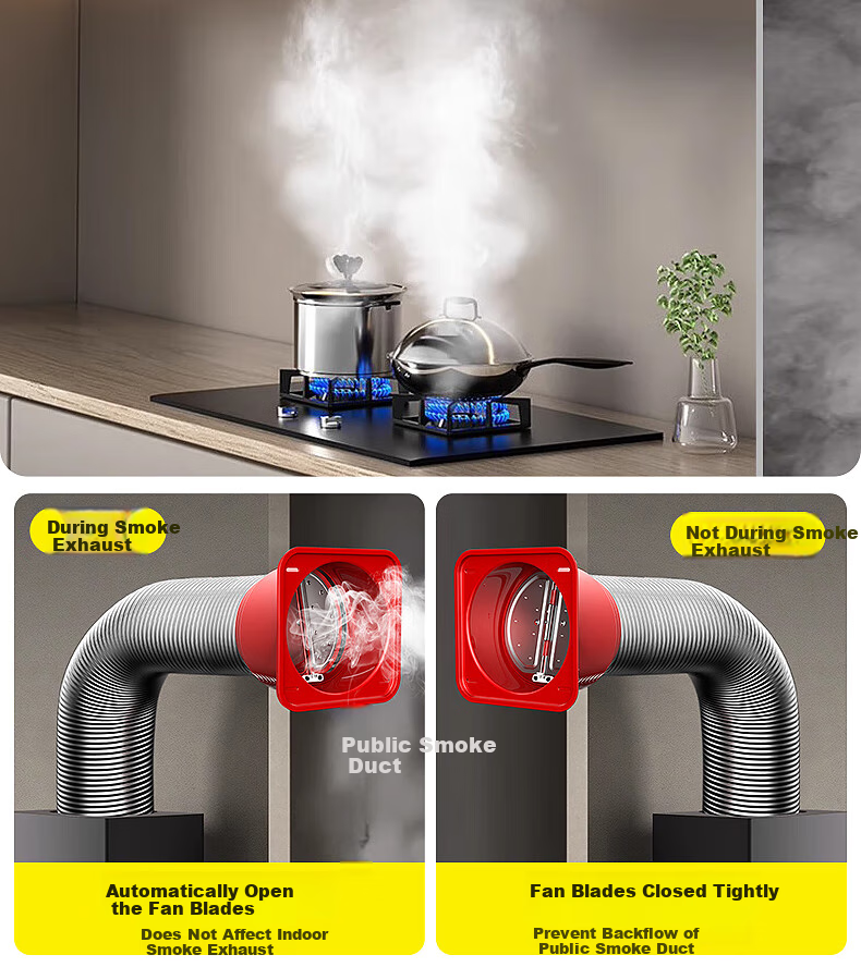 Haili Range Hood Check Valve, Kitchen Duct-Specific Non-Return Valve, One-Way Valve, Smoke Stopper, Backflow Prevention Valve, Fireproof Universal Y08 13