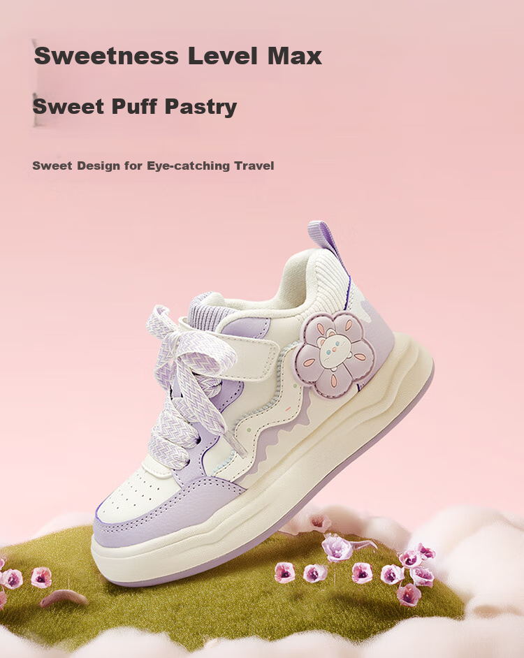 BALABALA Children's Shoes, Girls' Sneakers, Kids' Sports Shoes, White Casual Shoes for Autumn And Winter, Sweet Fleece-Lined 4