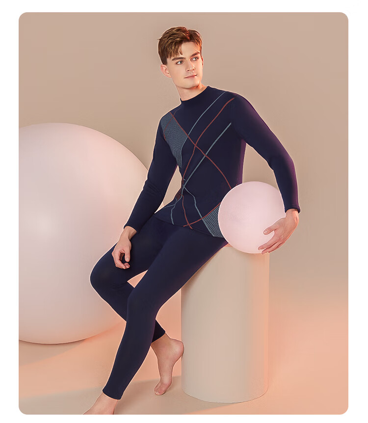 Hodo Home Jacquard Fleece-Lined Thermal Underwear Men Winter Half Turtleneck Thickened Wearable Dad Style 12