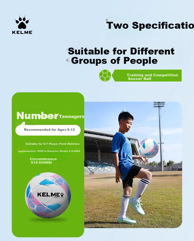 KELME Hot-Melt Soccer Ball for Youth Professional Competition Training, Wear-Resistant Standard Size 4 Ball, Navy Blue And Red, Size 4 11