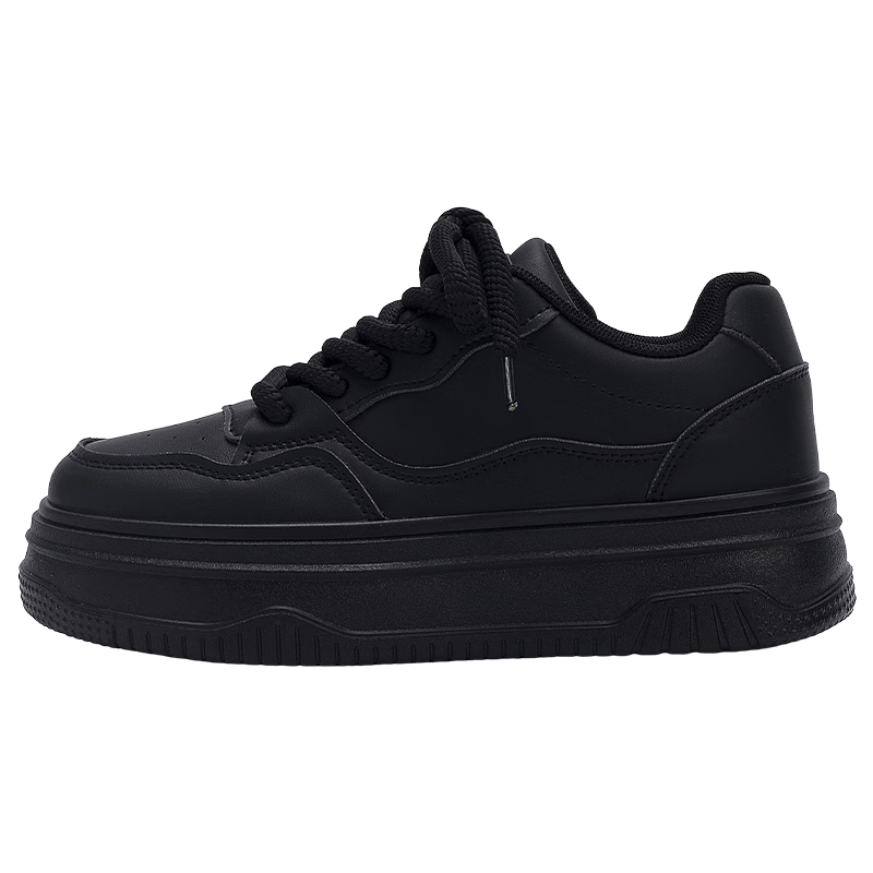 Global Thick Sole Platform Shoes Women's 2025 New Autumn Winter Popular Skirt Matching Casual Lightweight Black Shoes