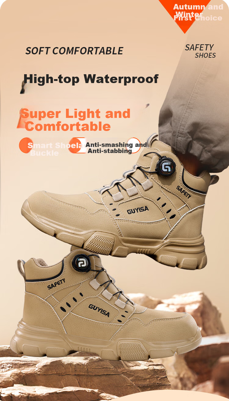 Fumeier Safety Shoes for Men, High-Top Steel Toe Cap, Lightweight, Comfortable, Anti-Smashing, Anti-Puncture, Waterproof Work Boots F055 Size 40 1