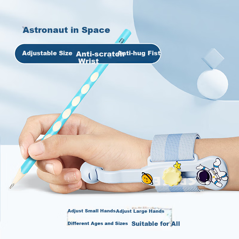 Wusheng Adjustable Anti-Wrist Hook Pen Grip Corrector for Kindergarten Beginners, Writing Posture Correction, Children's Handwriting Practice, Anti-Inward Hook Wrist Fixation for Elementary School Students, Pencil Grip Training, Blue