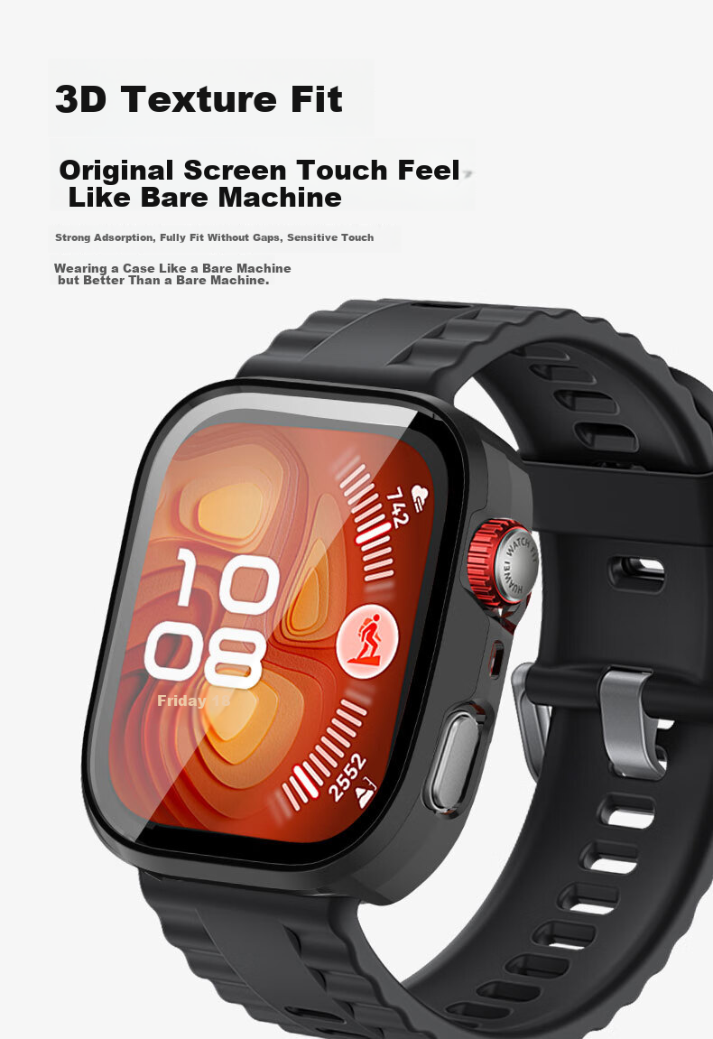 KMaxAI Protective Film And Hard Case for Huawei Watch Fit4 Pro, Full Coverage Screen Protector with Anti-Scratch, Anti-Fingerprint Tempered Glass Film, Matte Pink 7