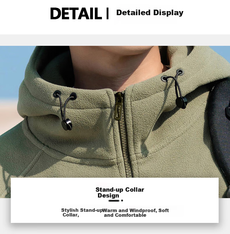 EASTERN CAMEL Fleece Jacket for Men, Spring And Autumn Warm Thickened Cardigan Sweatshirt, Fleece Coat Cotton Padded Jacket Men's Outerwear 17