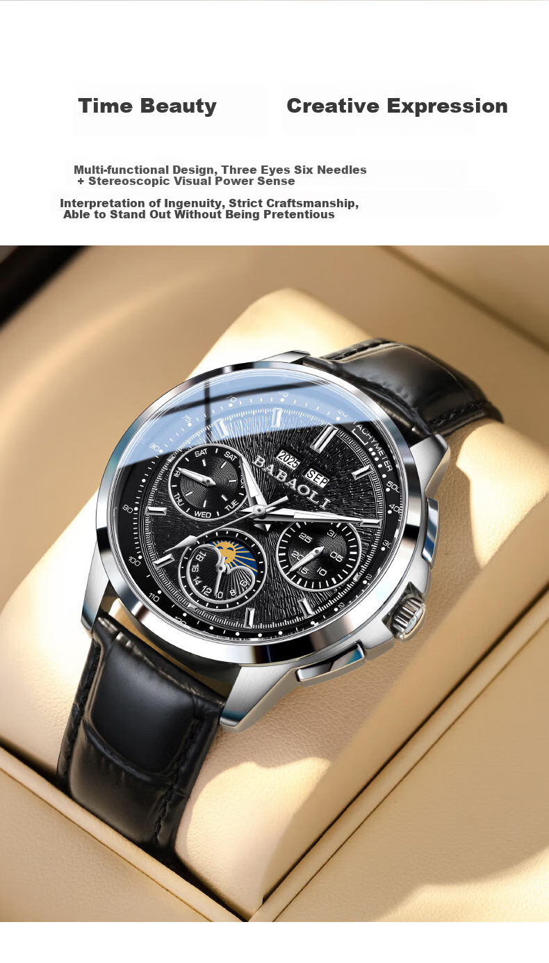 Babaoli Brand Men's Watch, 2026 New Model Fully Automatic Mechanical Watch with Luminous Dial And Date Display, Top Ten Birthday Gift for Boyfriend 4