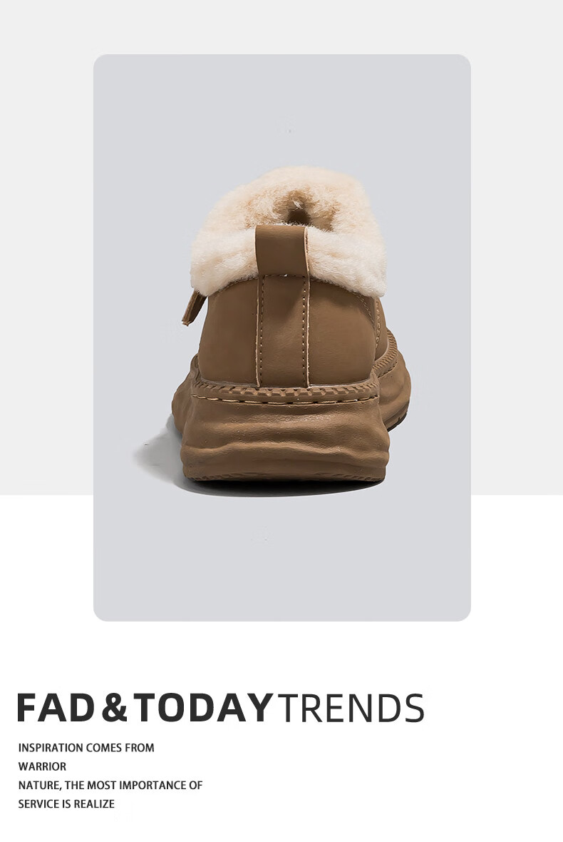 Warrior Women's Winter 2025 New Plush Lined Cotton Boots Warm Thick Sole Fur Shoes Brown Size 39 3