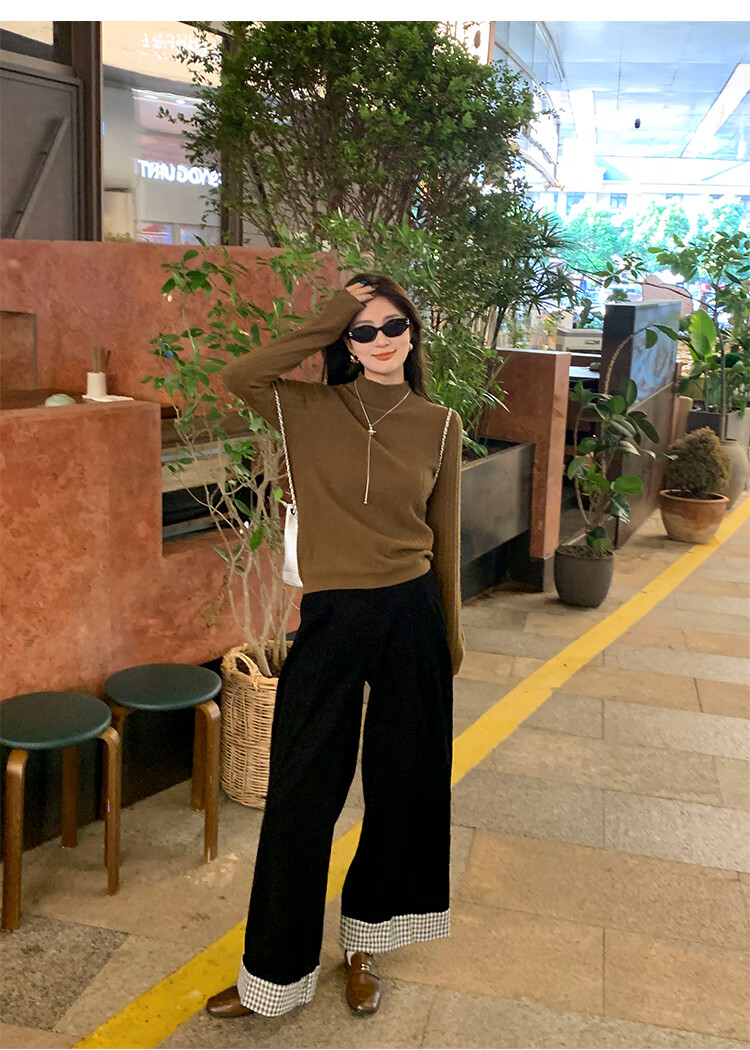 YUZHAOLIN Apricot Half Turtleneck Base Shirt Women's Little Chanel Style Inner Wear 2025 Autumn Winter New Sweater Knit Top 24