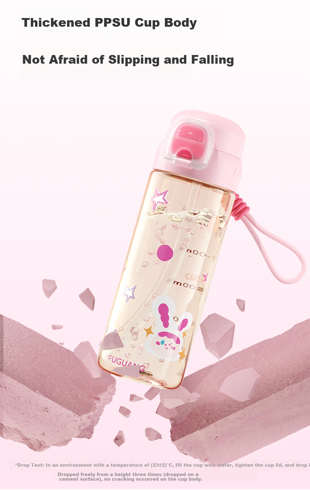 Fuguang Children's Water Bottle, PPSU Material, Elementary School Summer Dual-Use Straw Cup, Kindergarten And Pregnant Women Plastic Cup, 620ml 16