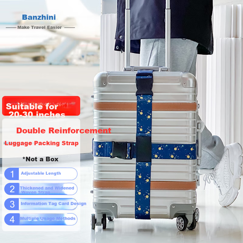 Banzheni Cross Packing Strap for International Luggage Check-In, Suitcase Binding Strap, Travel Security Packing Belt with Luggage Tag, Cosmic Starry Sky Desig