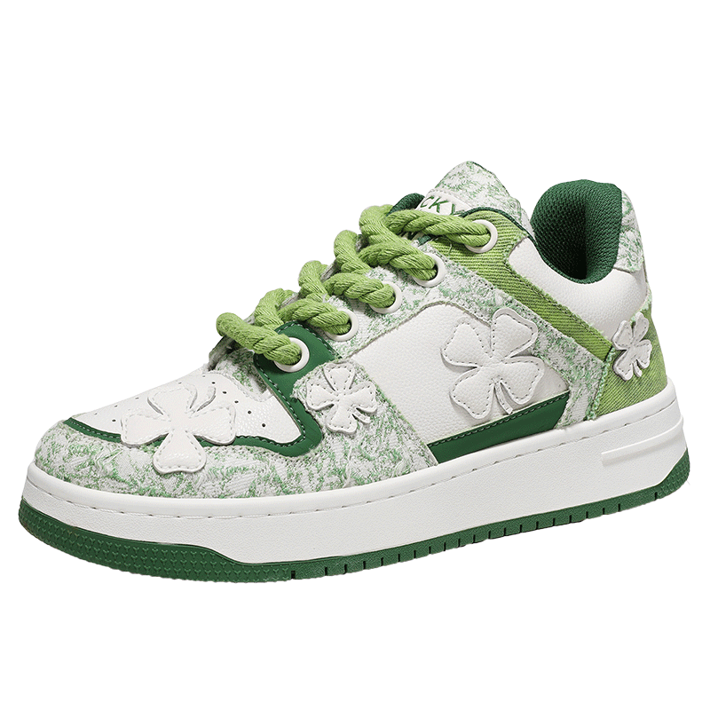 LUCKY BRAND Casual Sneakers Unisex Clover American Style Breathable Shoes LY0003 White Blue Size 38