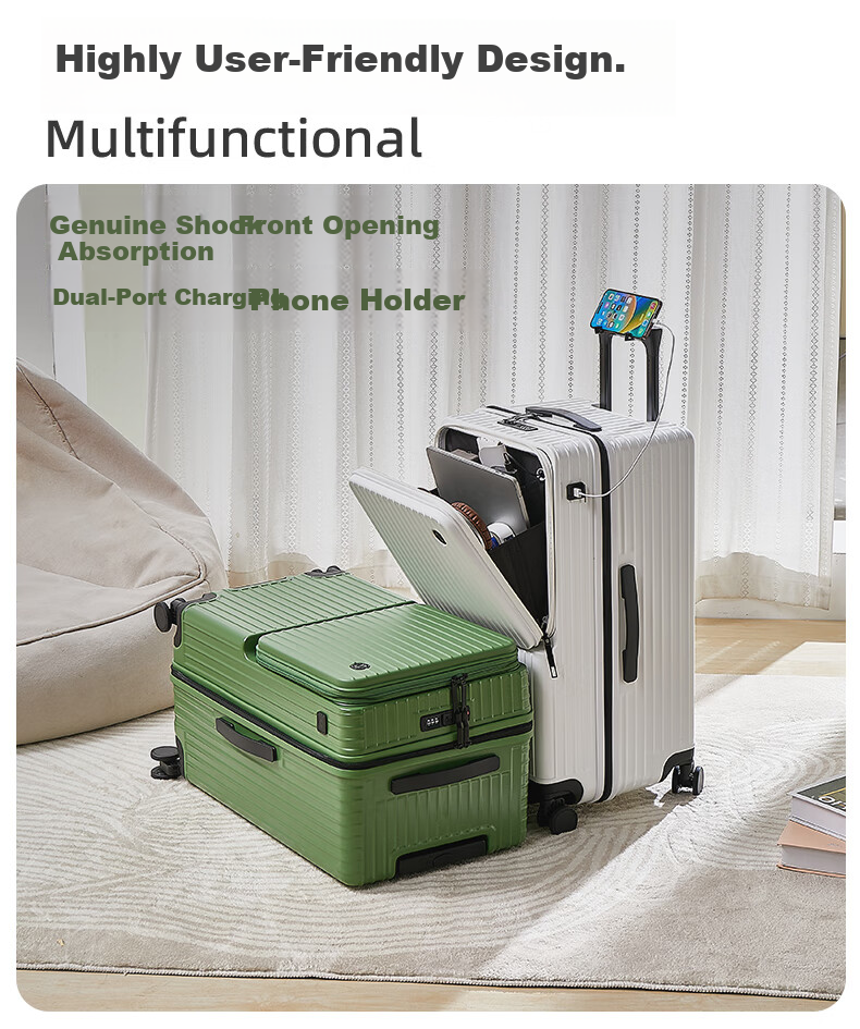 DELETE 2026 New Multifunctional Large-Capacity Trolley Suitcase with Password Lock, Phantom Black, 28 Inches 3