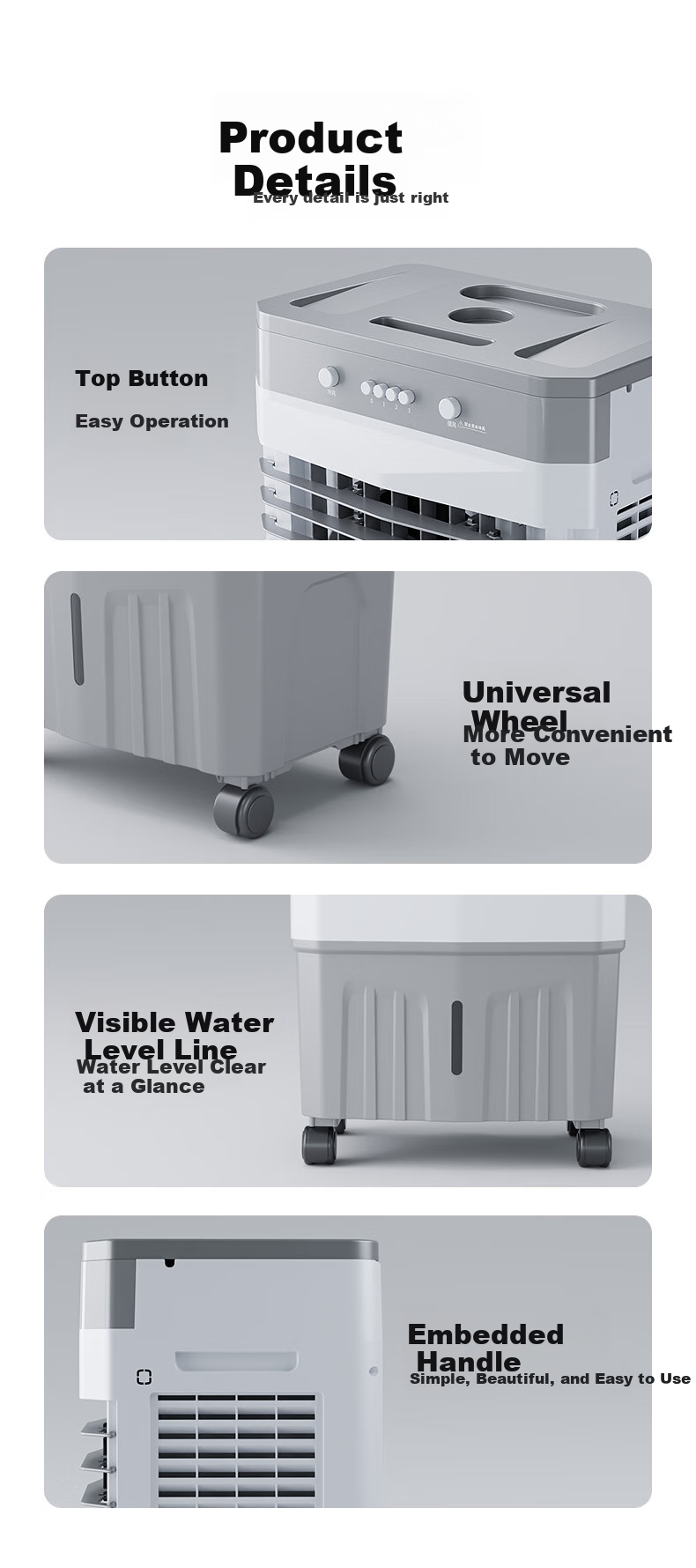 VCJ [Powerful Cooling] Air Cooler Fan, Home Cold Air Fan, Water-Cooled Fan, Portable Cooling Fan with Water Tank, for Bedroom And Living Room, Model HZ-70 11
