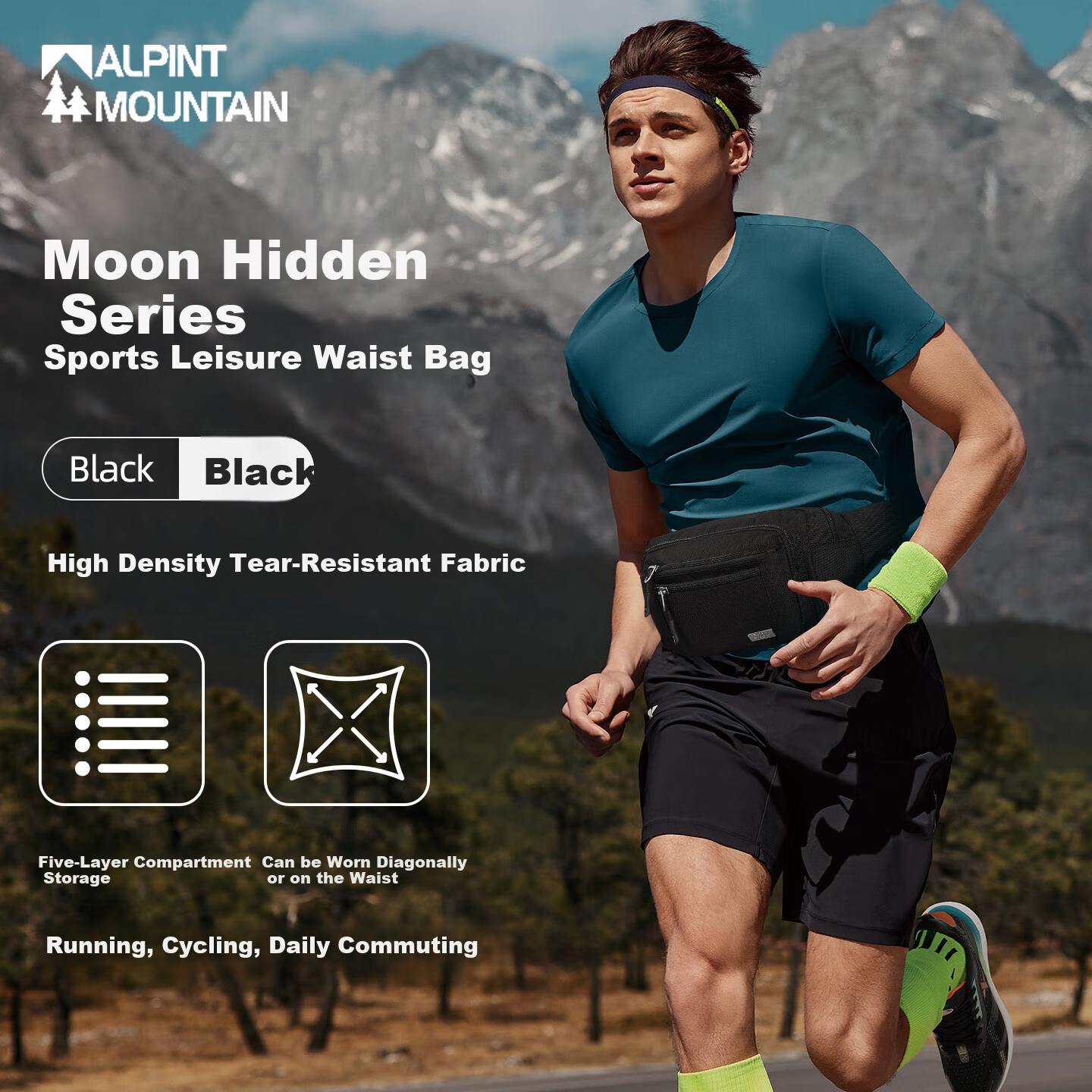 ALPINT MOUNTAIN Multifunctional Waist Pack, Outdoor Sports Casual Chest Bag, Crossbody Bag, Shoulder Bag, Multi-Compartment Running And Hiking Backpack