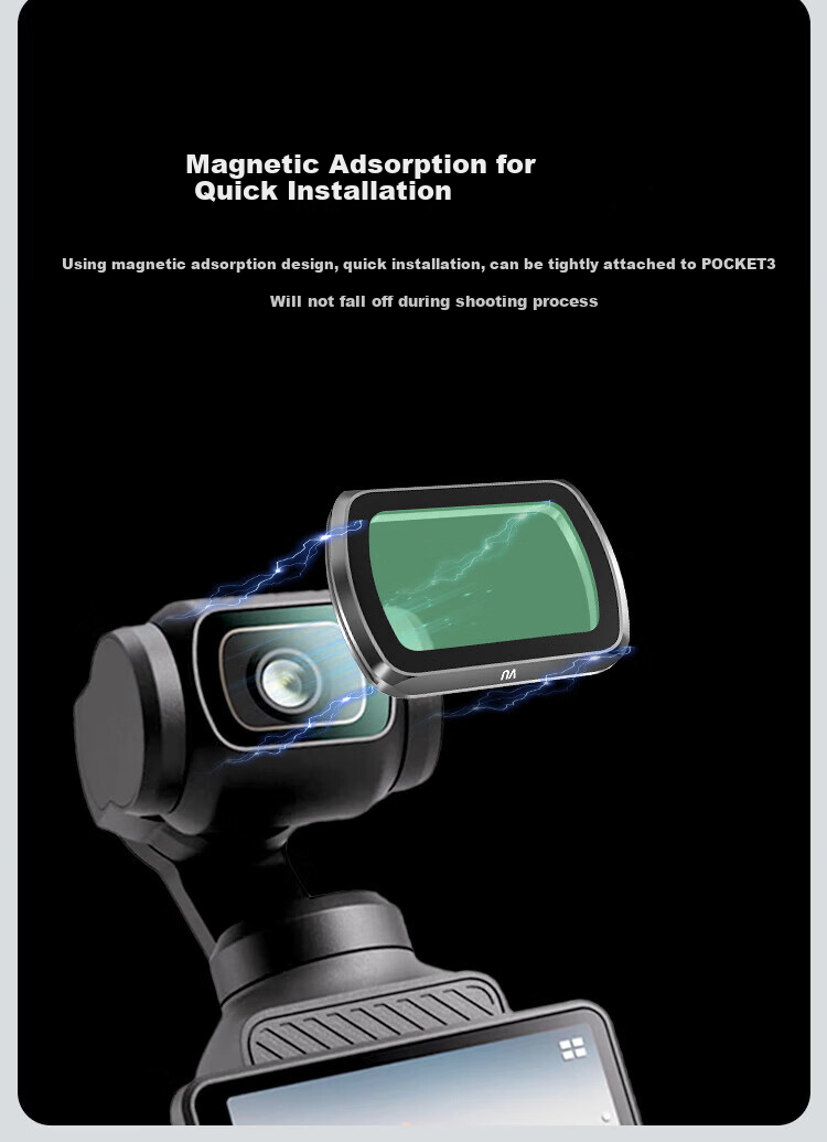 Yingshijiang Pocket 3 Filter Magnetic Quick-Release Adjustable ND Neutral Density Filter Set, 1/4 Black Soft CPL Polarizing Starlight, Pocket Camera Lens Accessories, Teleconverter 11