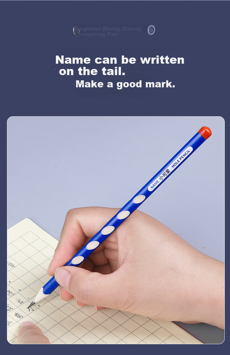 TRUECOLOR HB Perforated Pencils, 50 Pieces, for Primary School Students And Children, Posture Correction, Kindergarten Writing Practice, Triangular Wooden Shaft, Easy-Grip Top, Gift ZC180 9