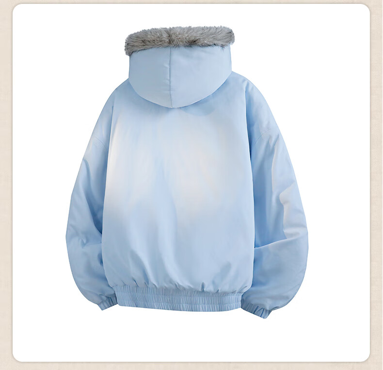 VUUG High Street Fur Collar Cotton Jacket Unisex Winter Loose Fleece Thickened Eagle Parka Brown L 7