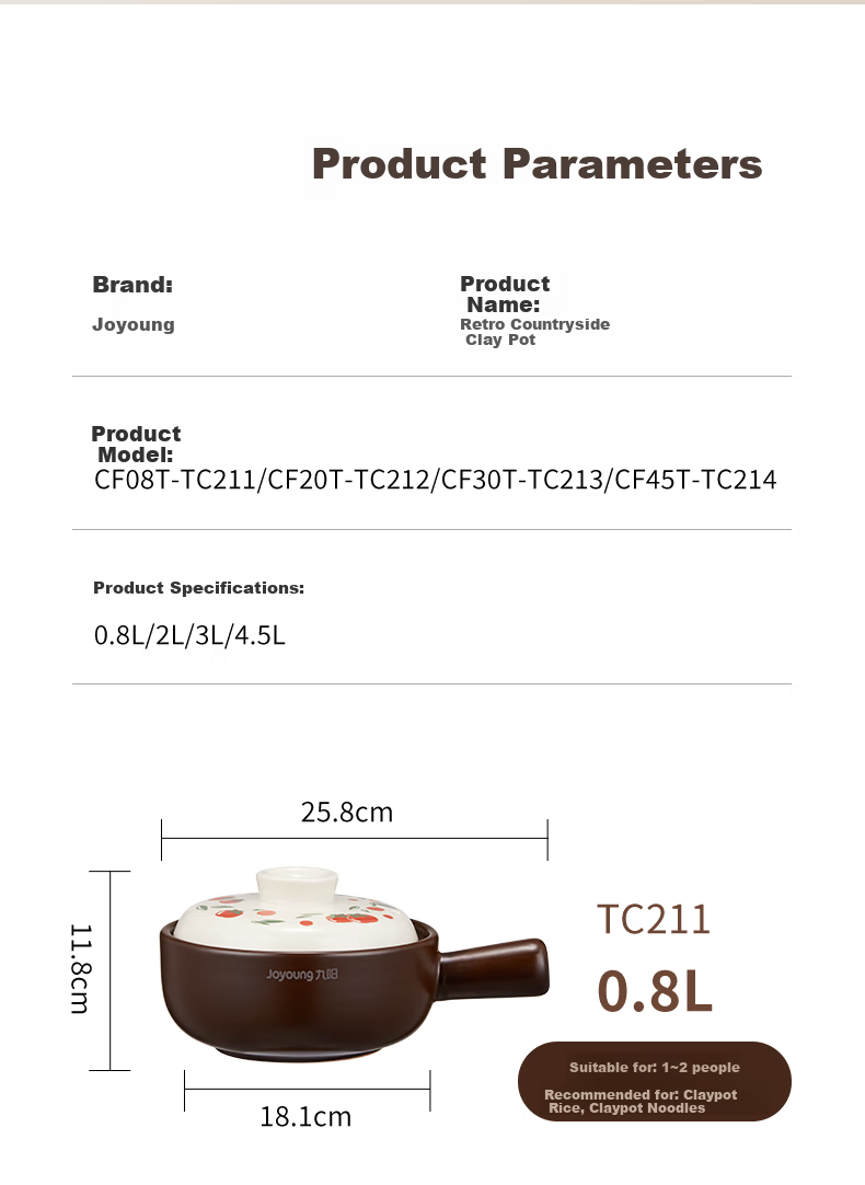 Joyoung Ceramic Casserole Pot, Soup Pot, Stew Pot, 5L High-Temperature Resistant Ceramic Pot for Soup Making, Clay Pot Rice, Medicinal Decoction And Cooking TCB5003 10