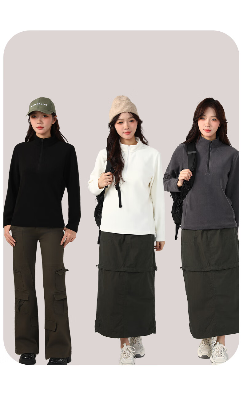 LangSha Unisex Fleece Pullover Half-Zip Stand Collar Windproof Polar Fleece Long Sleeve Base Layer 4