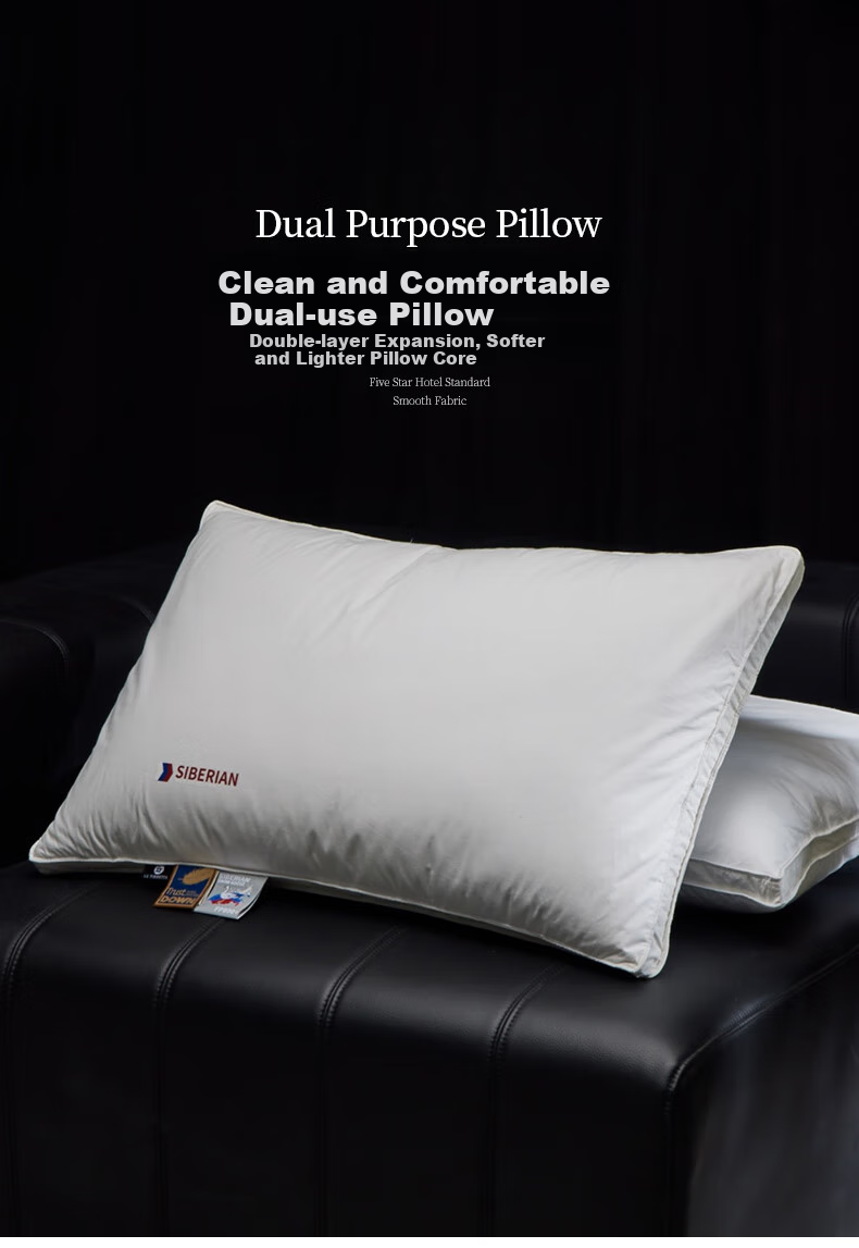 La Torretta Five-Star Down Pillow, Siberian High-Quality White Goose Down Pillow for Adults, Men And Women, Single Low Pillow 5