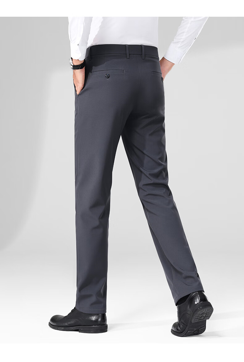 ROMON Men's Non-Iron Business Dress Pants Casual Stretch Straight-Leg Dad Pants Black Regular 32 14