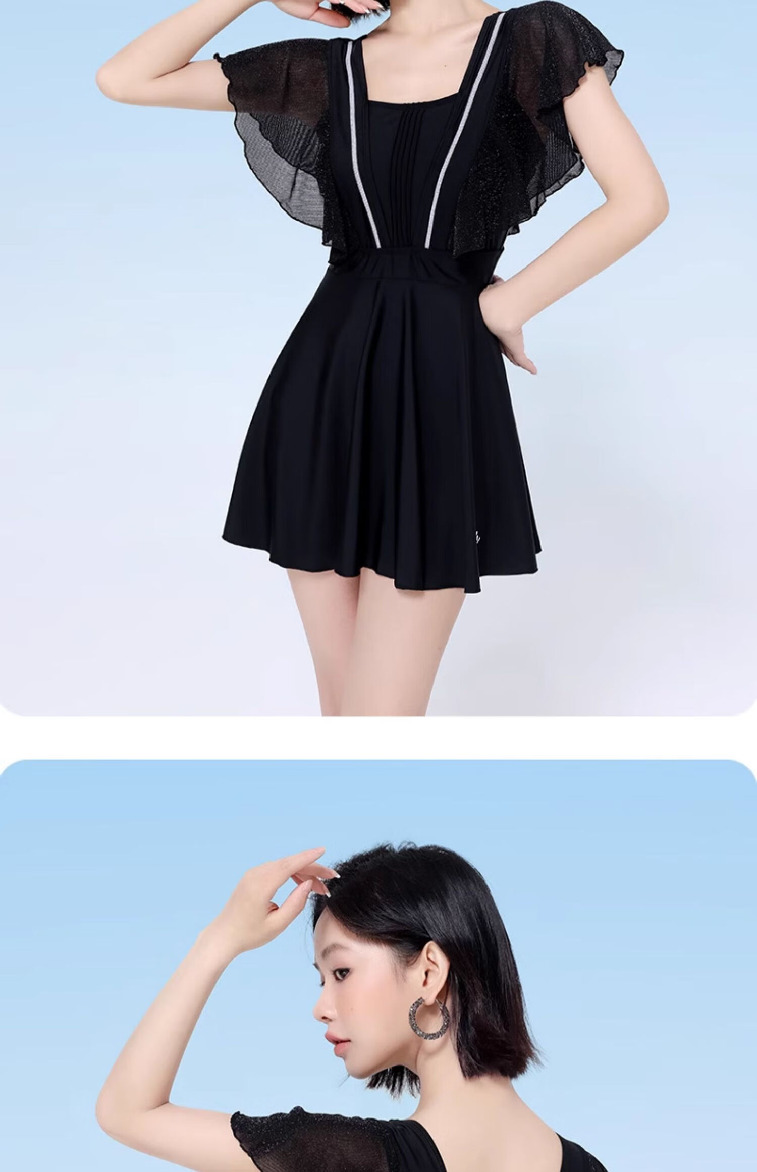 Barbie Conservative One-Piece Swimsuit for Women, Slimming Black Dress-Style Sexy Plus Size Swimwear for Beach Vacation And Hot Springs 10