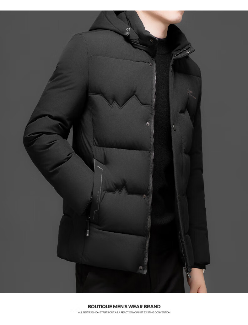 ROMON Men's Cotton Jacket Winter Coat Trendy Business Cotton-Padded Jacket Middle-Aged and Elderly Warm Cotton Coat Dad Style 2517 Black 4XL 16