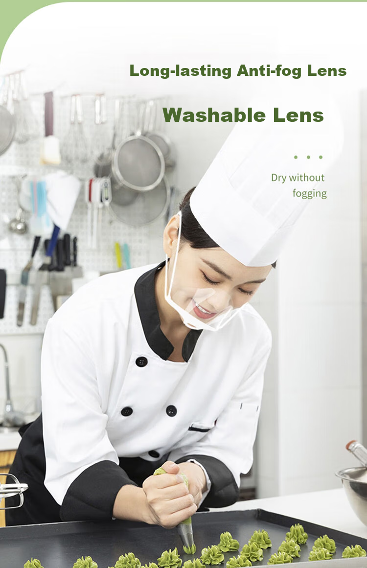 Baoweikang 2330 Transparent Face Masks for Catering, Smiley Face Masks to Prevent Droplet Spread, Plastic Face Masks for Chefs, Restaurants And Cafeterias (20 Pieces Per Box) 10