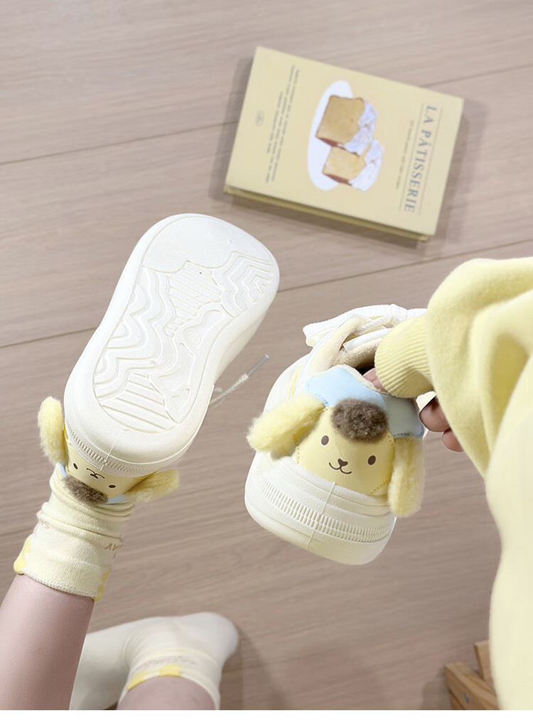 Renben Fleece-Lined White Sneakers for Women Cute Puppy Low-Top Original Casual Thick-Soled Warm Cotton Shoes Trendy Female 2