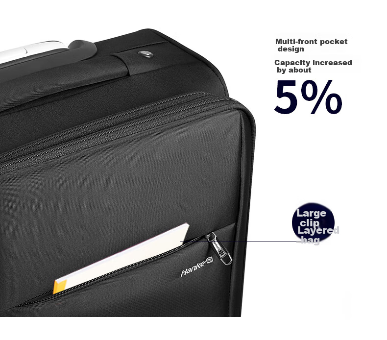 HANKE Luggage Suitcase for Men And Women, Travel Case, 24-Inch Black, 65L Capacity, Password Lock, Large Capacity with Expandable Space 17