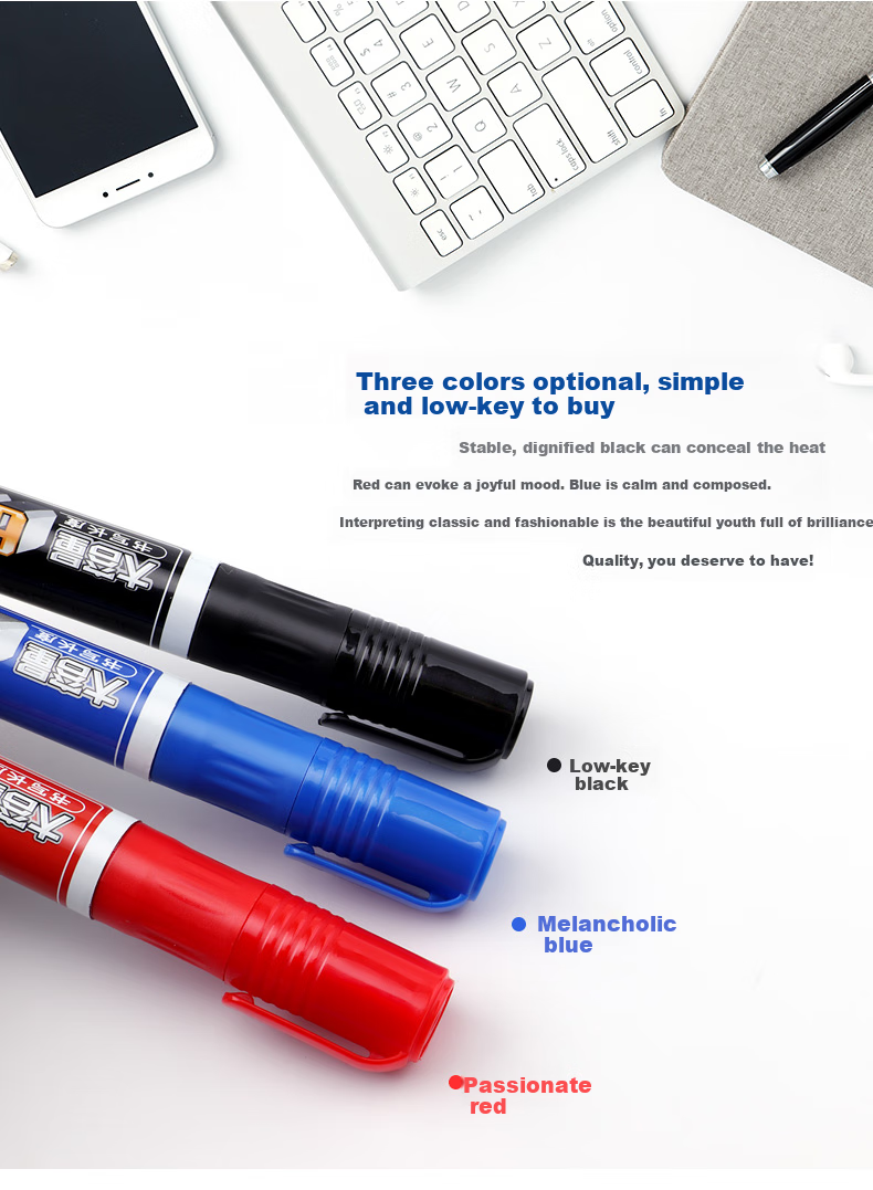 BAOKE MP270 Black Oil-Based Marker Pen, Chubby Tip, Thick Marker, Refillable Ink, 12 Pcs/box 4