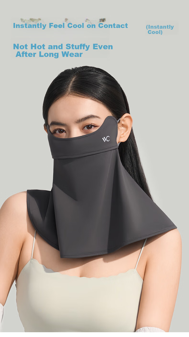 VVC Sun Protection Face Mask, Ice Skin Neck Guard for Women, Summer UV-Resistant Sunshade, Outdoor Travel Breathable Mask, Ice Mist Pink 9