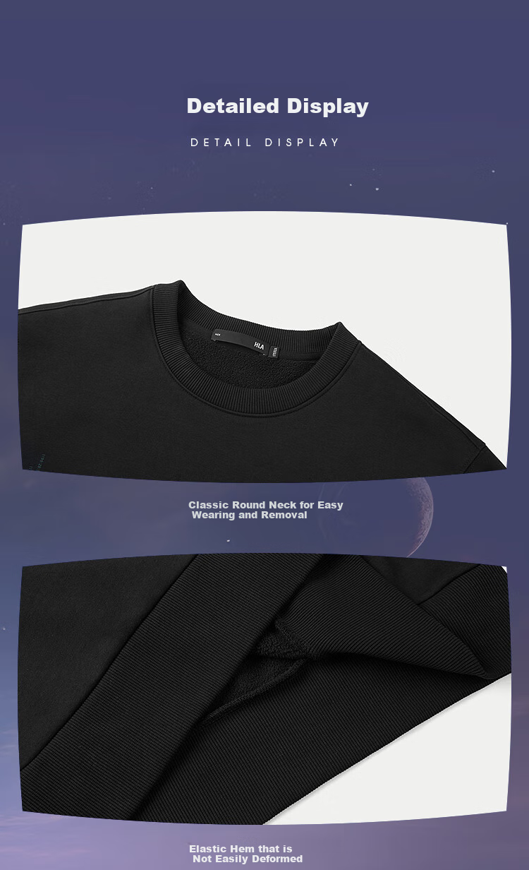 HLA Sweatshirt for Men, Winter Three-Body English LOGO Series, Far-Infrared Fleece-Lined Long-Sleeve Men's Jacket 8