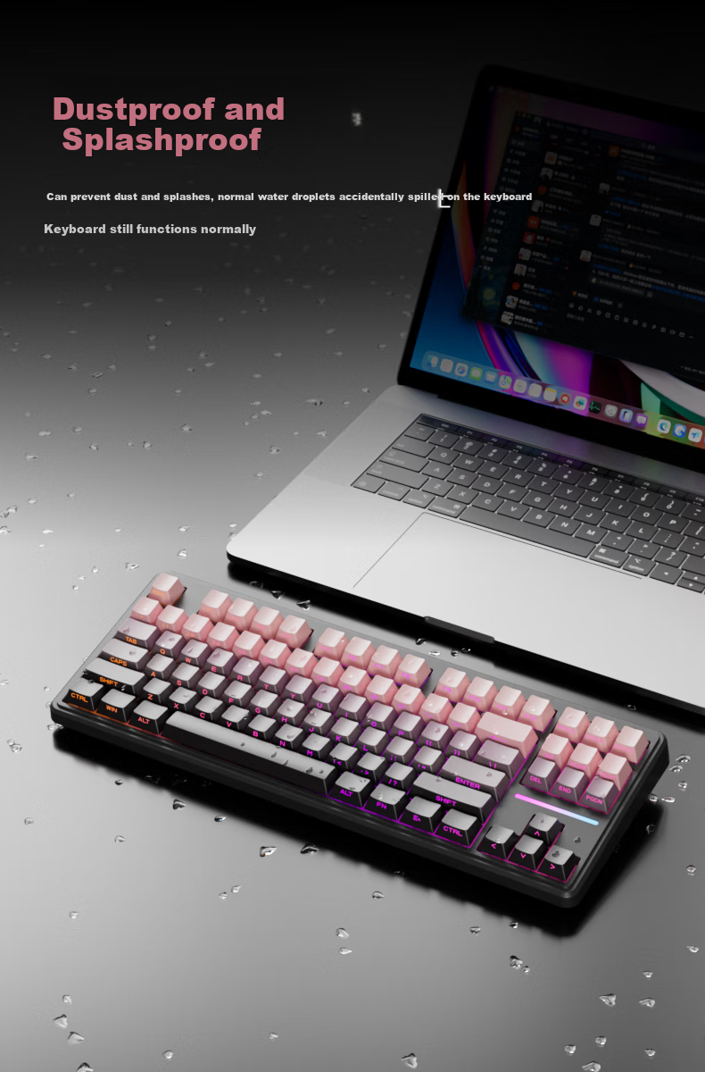 EWEADN V80 Wired Silent Keyboard with Real Mechanical Feel, High Aesthetic Value, Gradient Side Engraving, Portable 87-Key Layout for Women's Office, Laptop Gaming, E-Sports RGB Backlit Peripherals 4