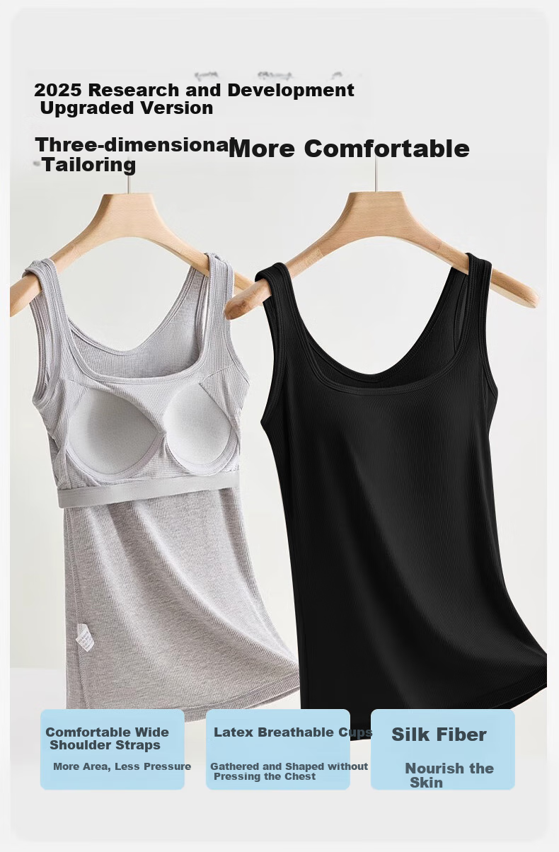 BOPRUIEY Women's Camisole Tank Top with Built-In Bra Pads, Thin Summer Undershirt, Sleeveless Sports Bralette for Layering Or Outer Wear 2