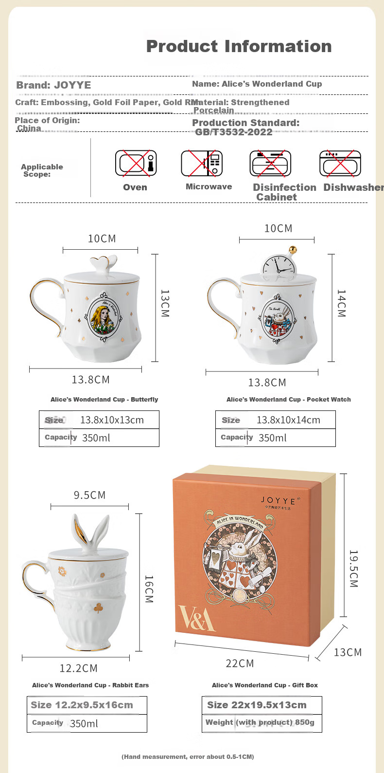 JOYYE Ceramic Mug, Birthday Gift, Alice IP Collaboration Edition, High-Quality Holiday Practical Souvenir Cup 9