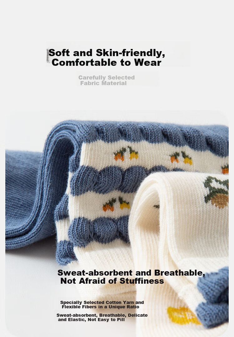 Minibala Winter New Girls' Cotton Stretch Breathable Floral Socks, Baby Warm Socks [2 Pairs] 2
