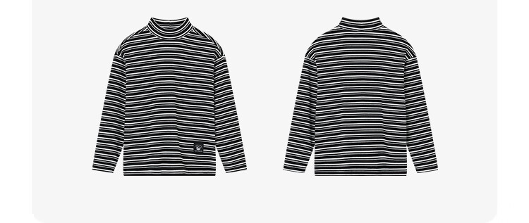 DISNEY Children's Clothing, Boys And Girls Half-Turtleneck Striped Long-Sleeve Top Undershirt, Spring 2025 DB442DE04 Black 120 8