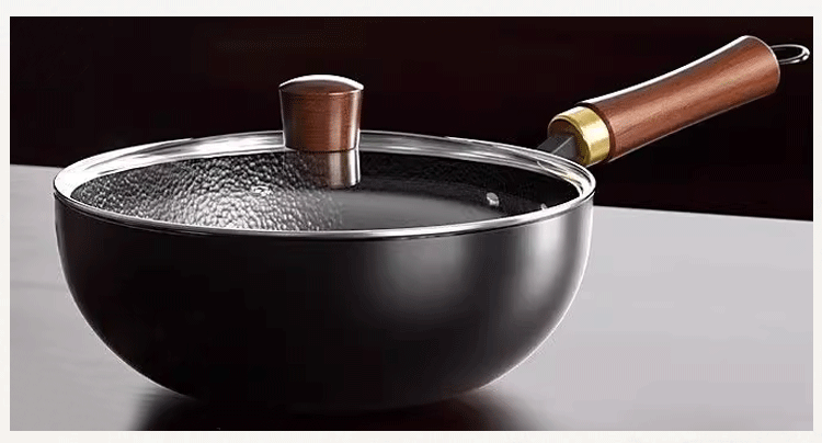 Zhangzhuangyuan Authentic Handmade Zhangqiu Large-Bellied Iron Wok, Official Flagship Store, Household Stir-Fry Pan, Non-Coated Non-Stick Wok, 28CM 9