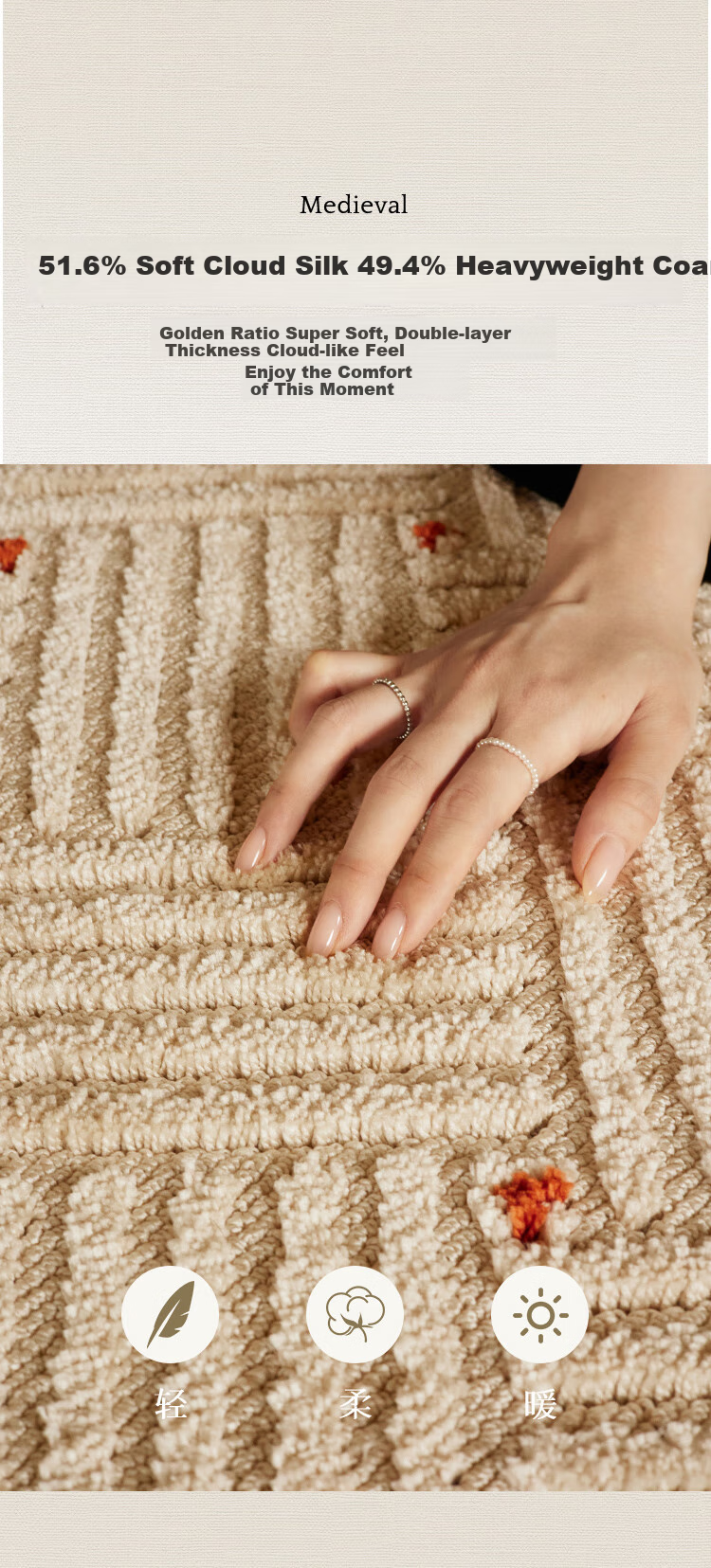 Keecy French Vintage Rug, Living Room Retro Luxury New Style Bedroom Cream-Colored High-End Home Bedroom Carpet 6