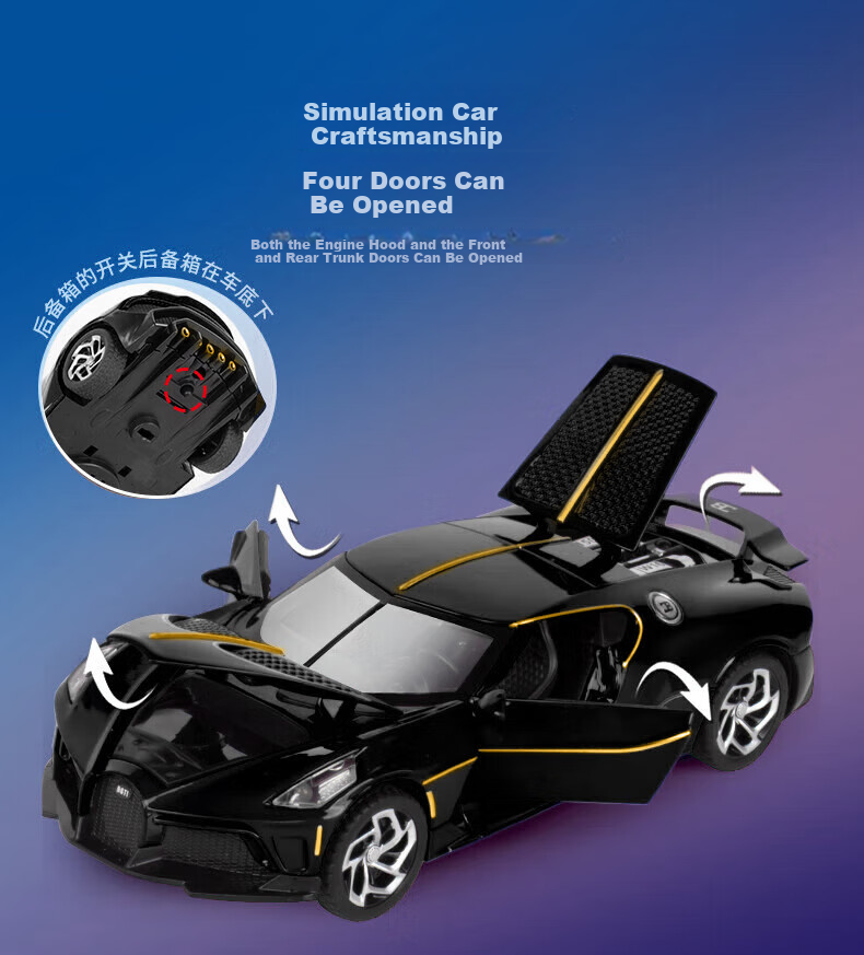 Black Mamba 1:43 Pagani Alloy Car Simulation Model Pull Back Large Toy Gift for Boys and Girls Children 11