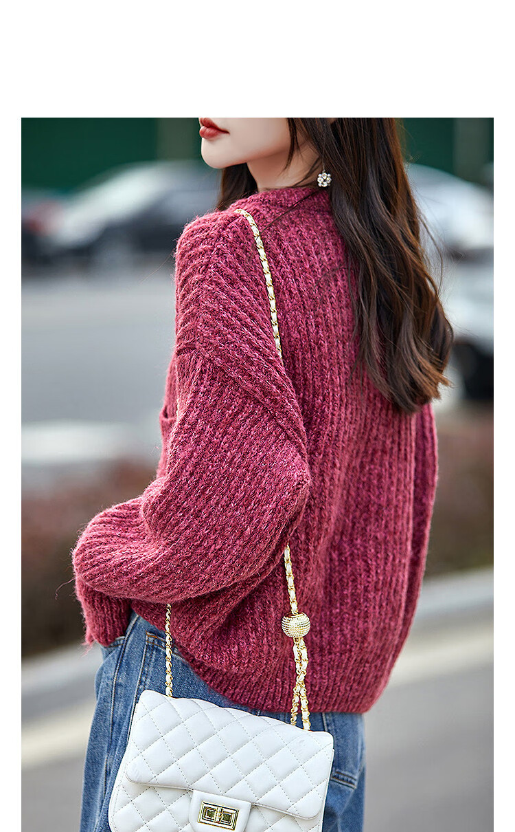 Dme Chunky Knit Cardigan Winter Warm Thick Round Neck Sweater Heart Metal Button Loose Knit Top 1