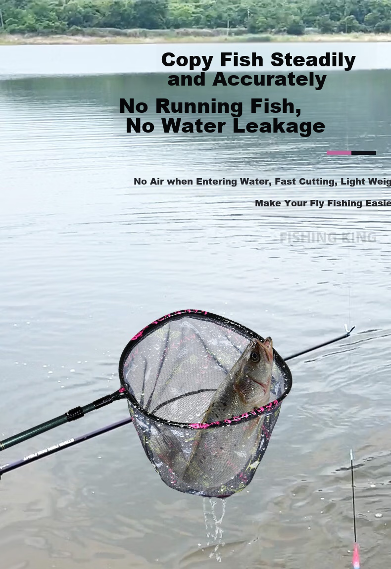 Diaoyuwang Fishing Net Head Anti-Snag Hook Set, Lightweight Net Head, Fishing Net Bag, Fish Catching Net, Fishing Tackle, Round Shape, 40CM 16