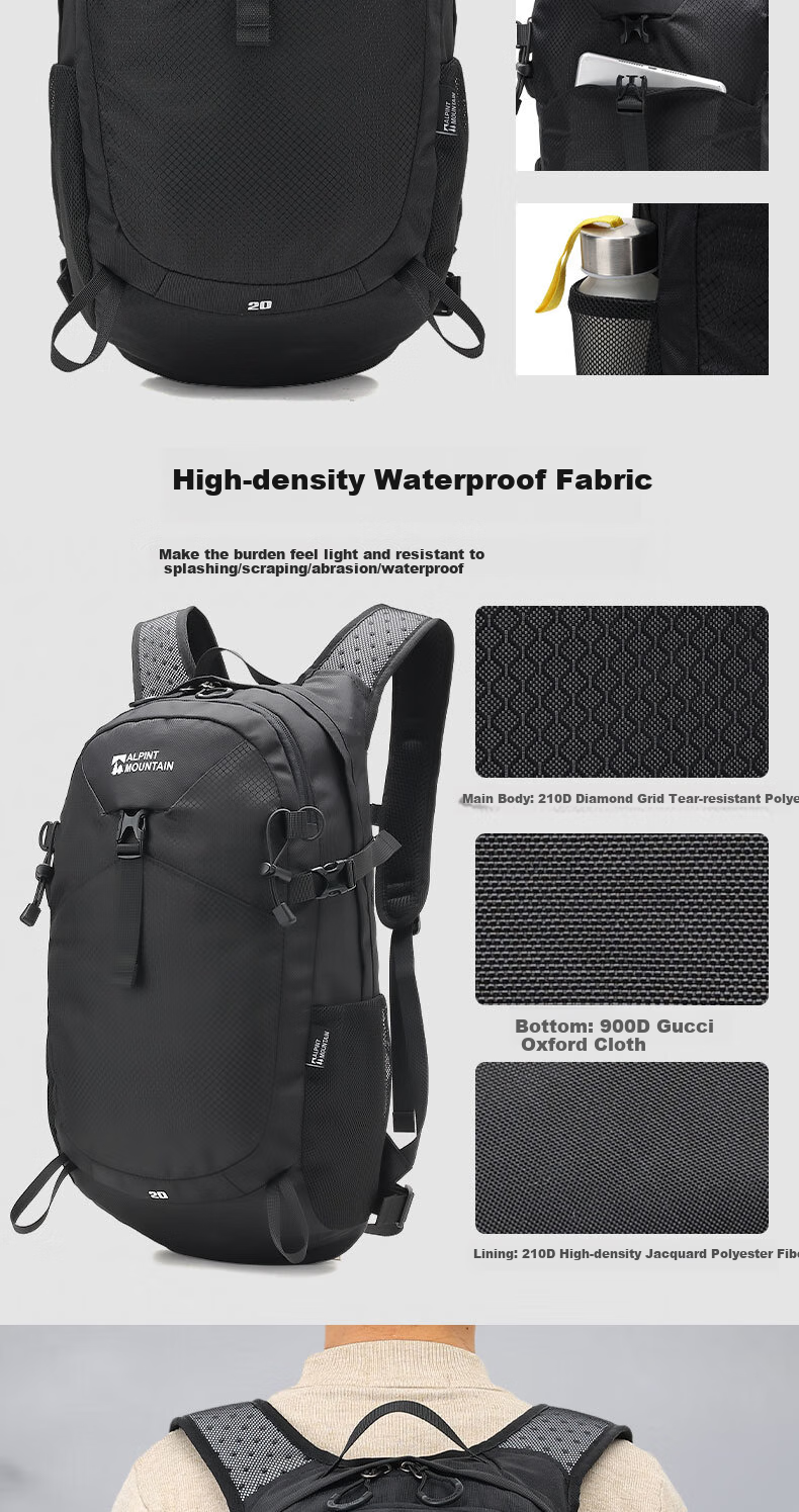 ALPINT MOUNTAIN Large Capacity Outdoor Hiking Backpack, Trekking Bag, Commuter Travel Backpack for Men, Durable Water-Resistant 4