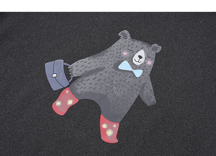 Demana 280G Thermal Velvet Warm Winter Korean Style Colorblock Crewneck Bear Print Petite Women's T-Shirt 3