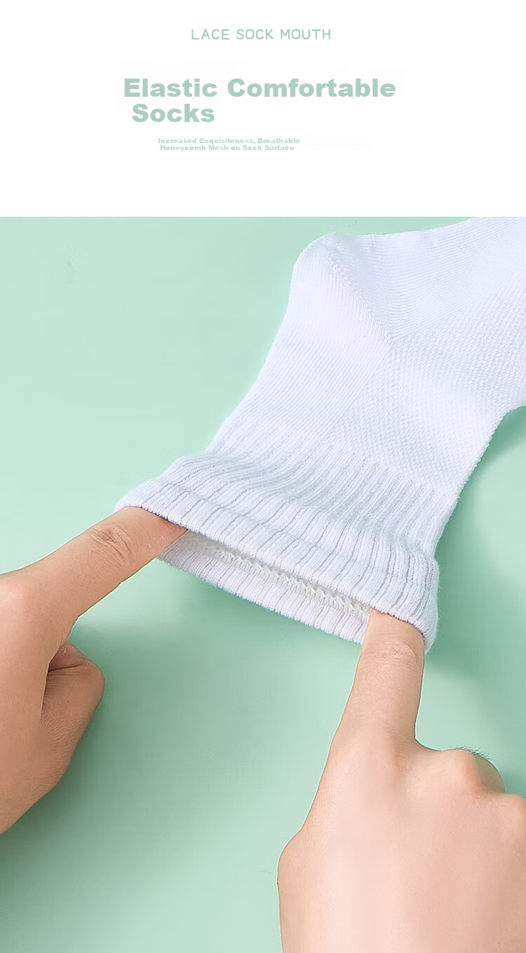LangSha Kids Socks Boys Girls Summer Thin Mesh Mid-Calf White Cotton Socks 5 Pairs Pure White 3XL 5