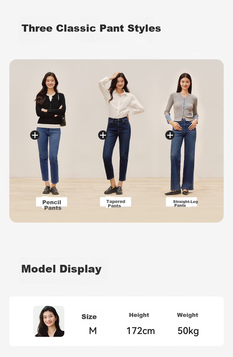 JD Original Jeans for Women, 2026 Spring New Style, Lycra Elastic Draping Slim-Fit Casual Pants, Medium Blue XS 6