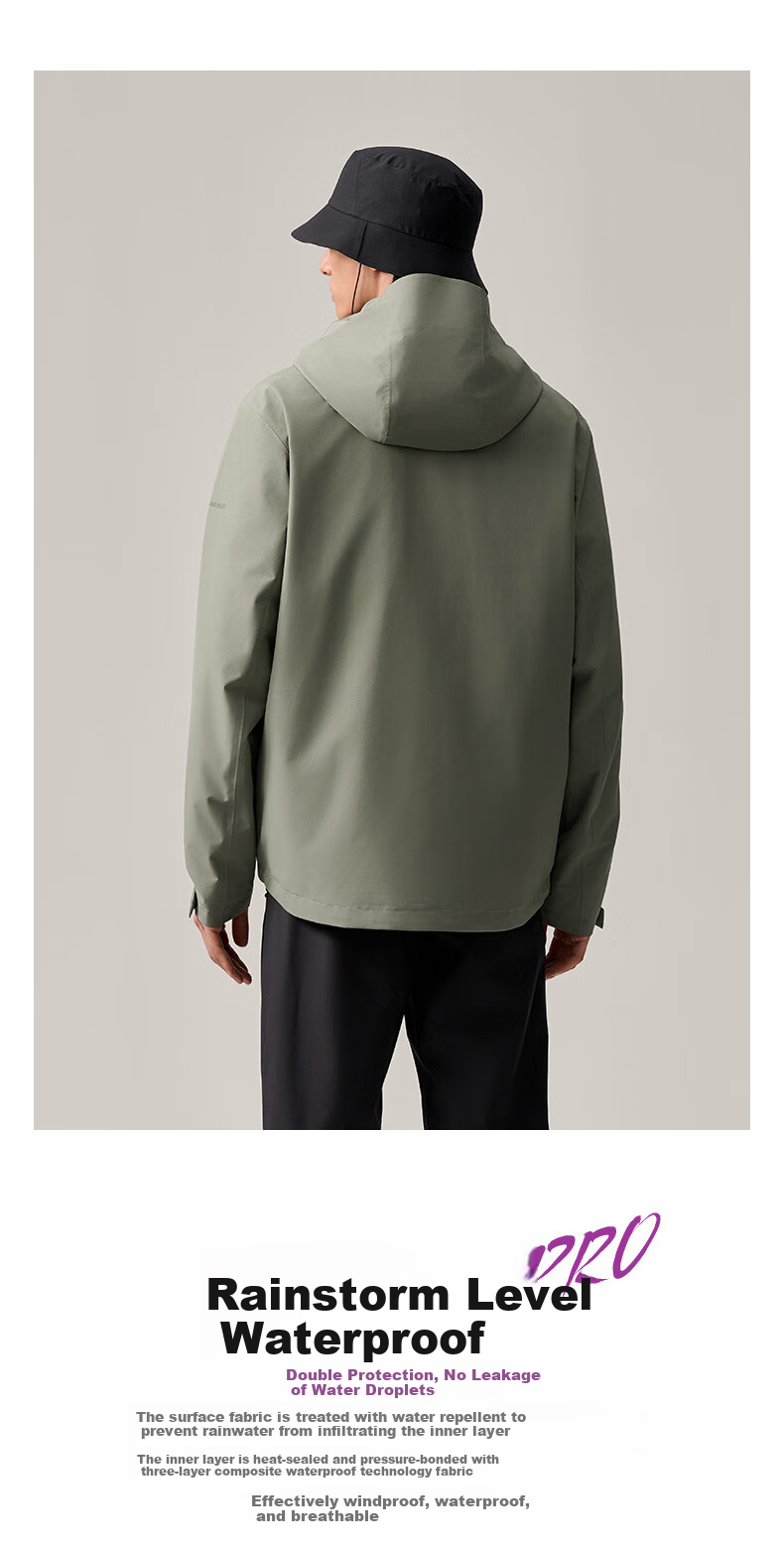 ANTA Water Shell Jacket | Dadi Zhike 3.0 Functional Three-In Jacket for Men, Windproof, Waterproof, Fleece-Lined Two-Piece Set 10