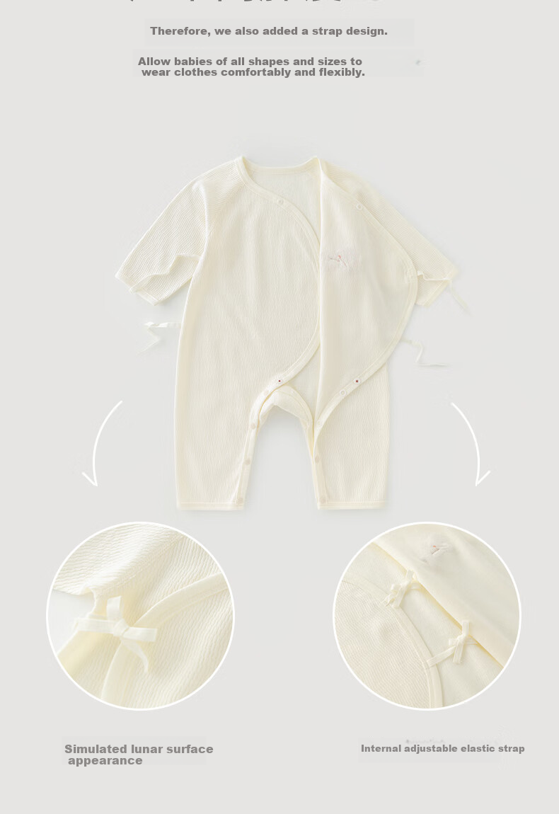 Guaiqixiong Newborn 0-3 Months Clothes, Spring And Autumn Baby Outfit, Long Sleeve Tie-Up Bodysuit, Full Moon And Hundred Days Celebration Baby Clothes 7