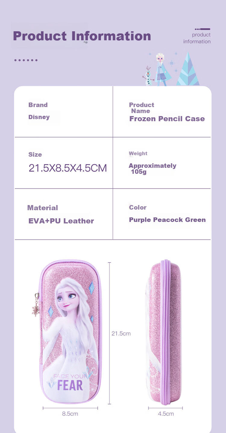 Disney Elementary School Pencil Case, 3D Large Capacity Stationery Box, Crush-Resistant And Drop-Proof EVA Pencil Case, Children's Pencil Bag for Girls, Frozen P85134Z 10